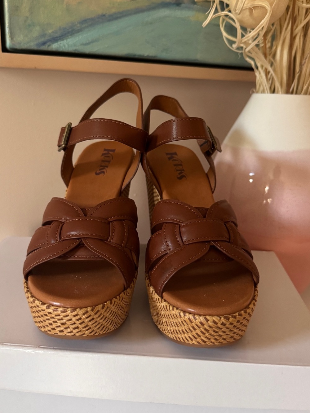 Kork-Ease Brown Woven Platform Sandals - Picture 2 of 6